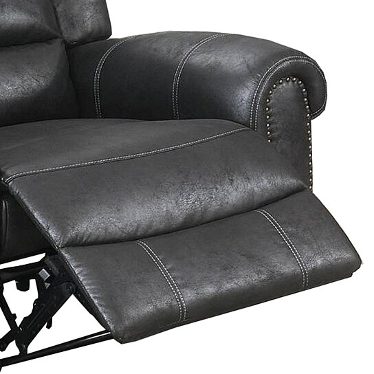 Saltoro Sherpi Leatherette Manual Motion Recliner with Tufted Ba - Image 3